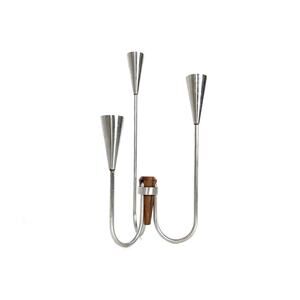 Scandinavian Stainless Steel & Rosewood Candle Holder 1960's